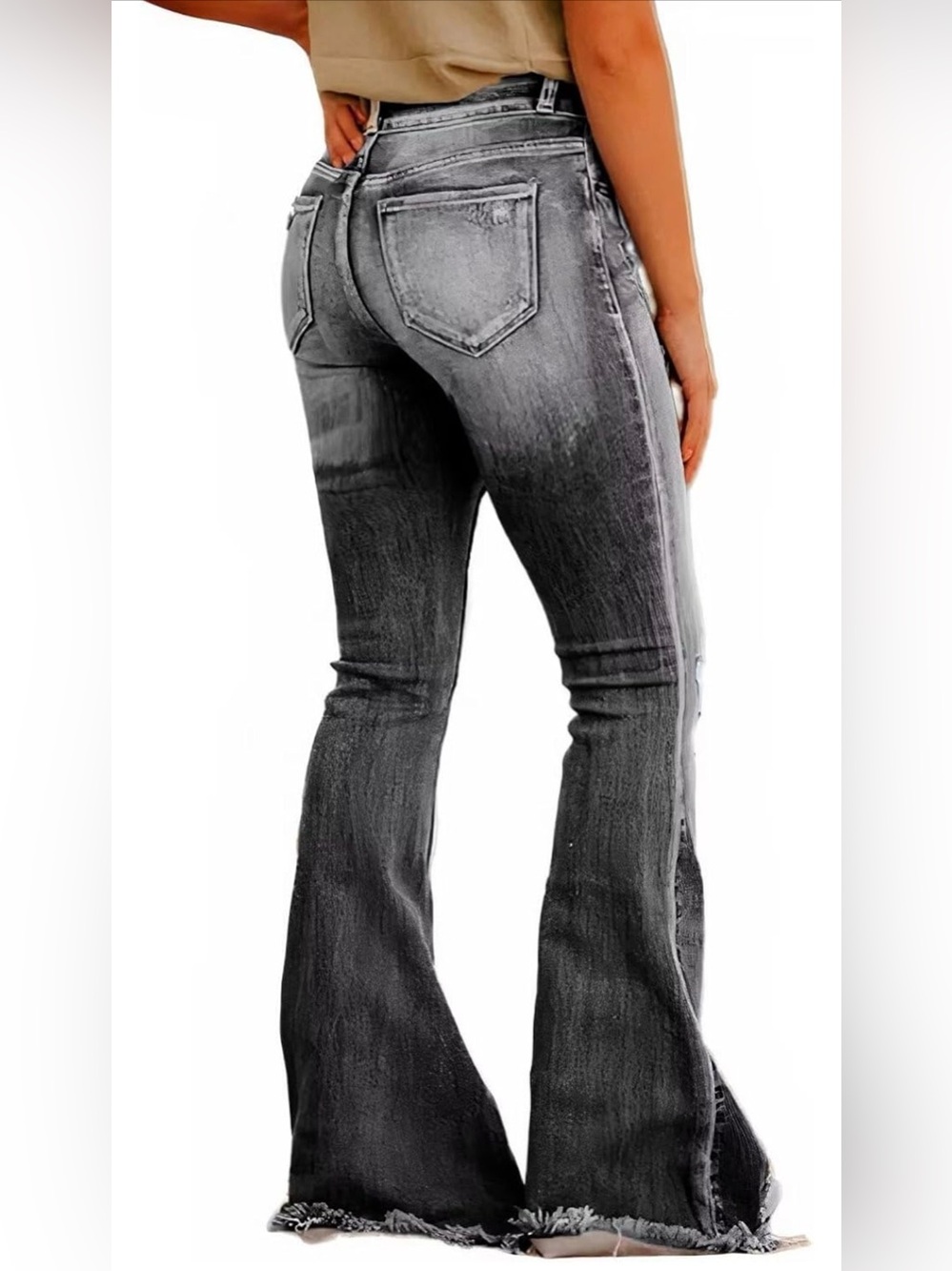 High-Rise Grey Flare Jeans for Women